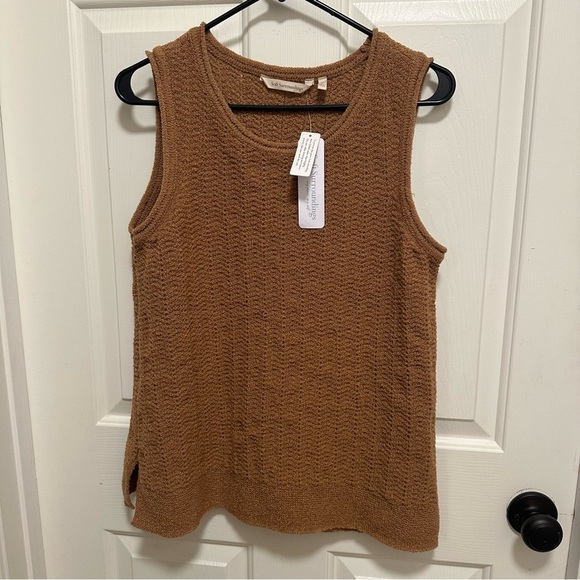 Soft Surroundings Coastal Sweater Vest Tobacco Brown NWT Size Medium - Picture 1 of 5